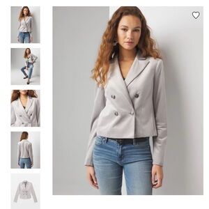 WHBM Women's Gray Double-Breasted Jacket